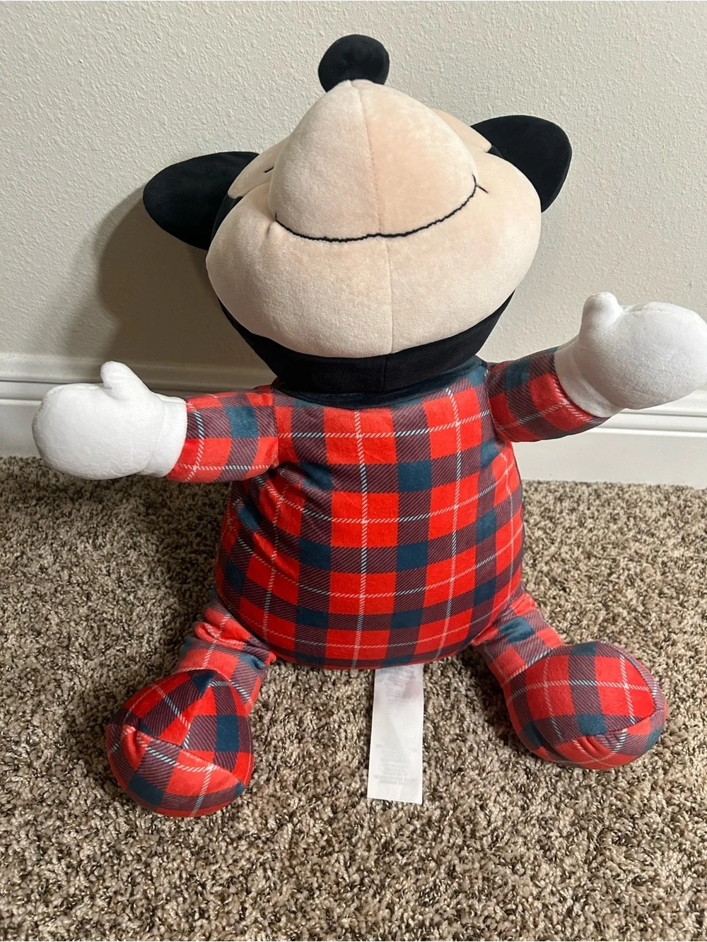 Disney Sleeping Mickey Plush in Red Plaid Pajama Set - 22”